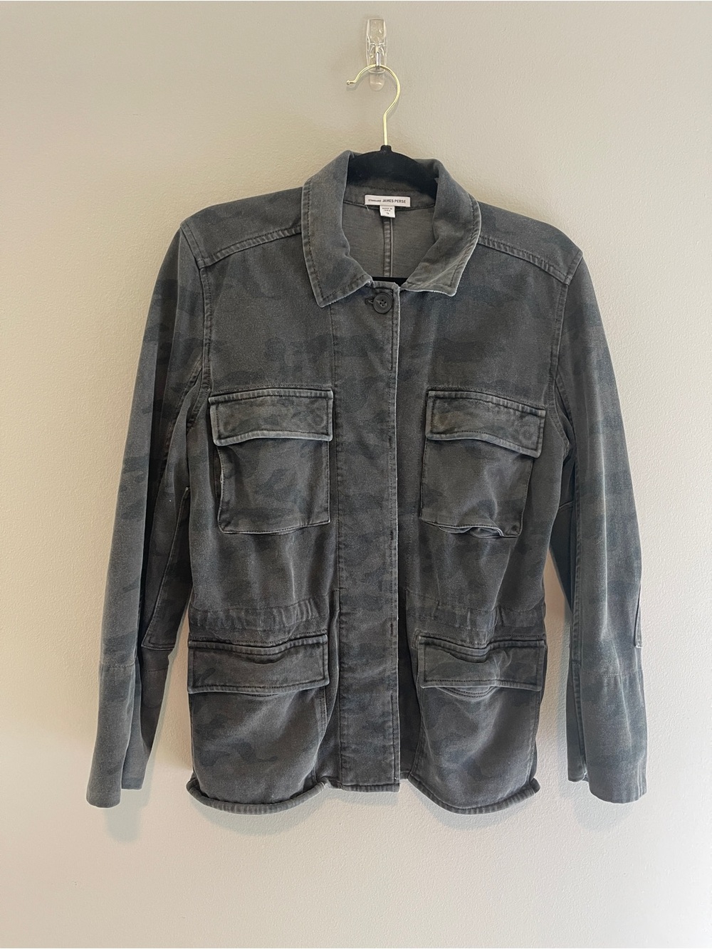 Standard James Perse - Black Camouflage Print Button-Up Jacket Sz 3 (Large)